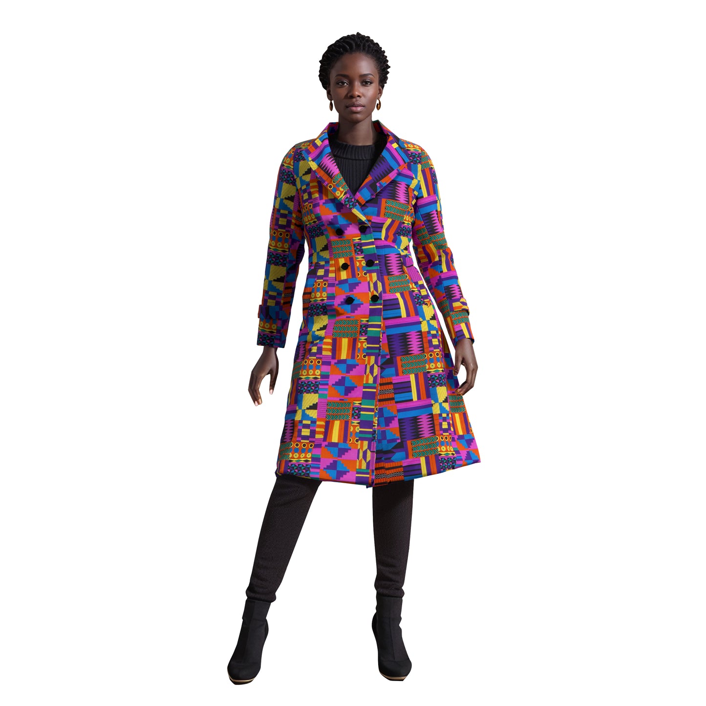 Street Style Outcoat Original Design African Print Women’s Long Blazers Shawl Collar Tailored Traditional Party Garment wy10963