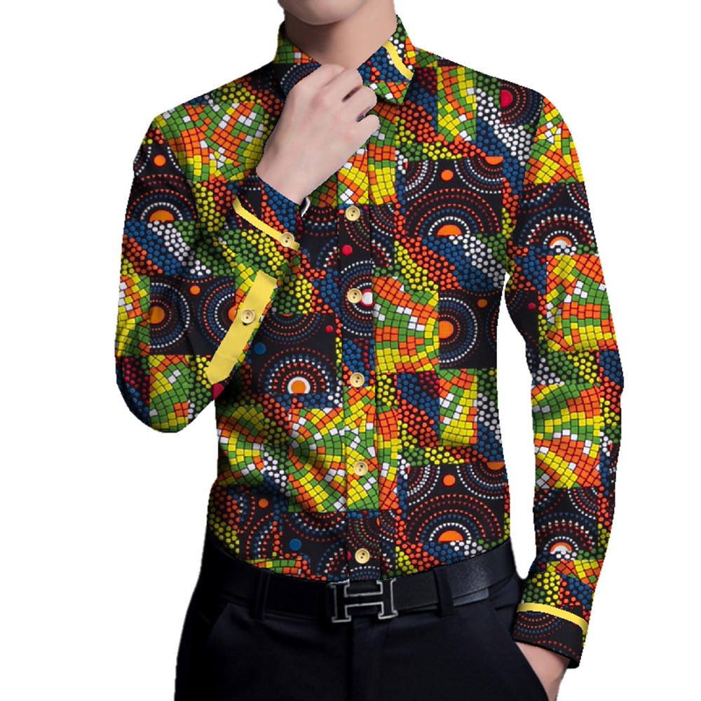 Long Sleeve African Men Shirt WYN937