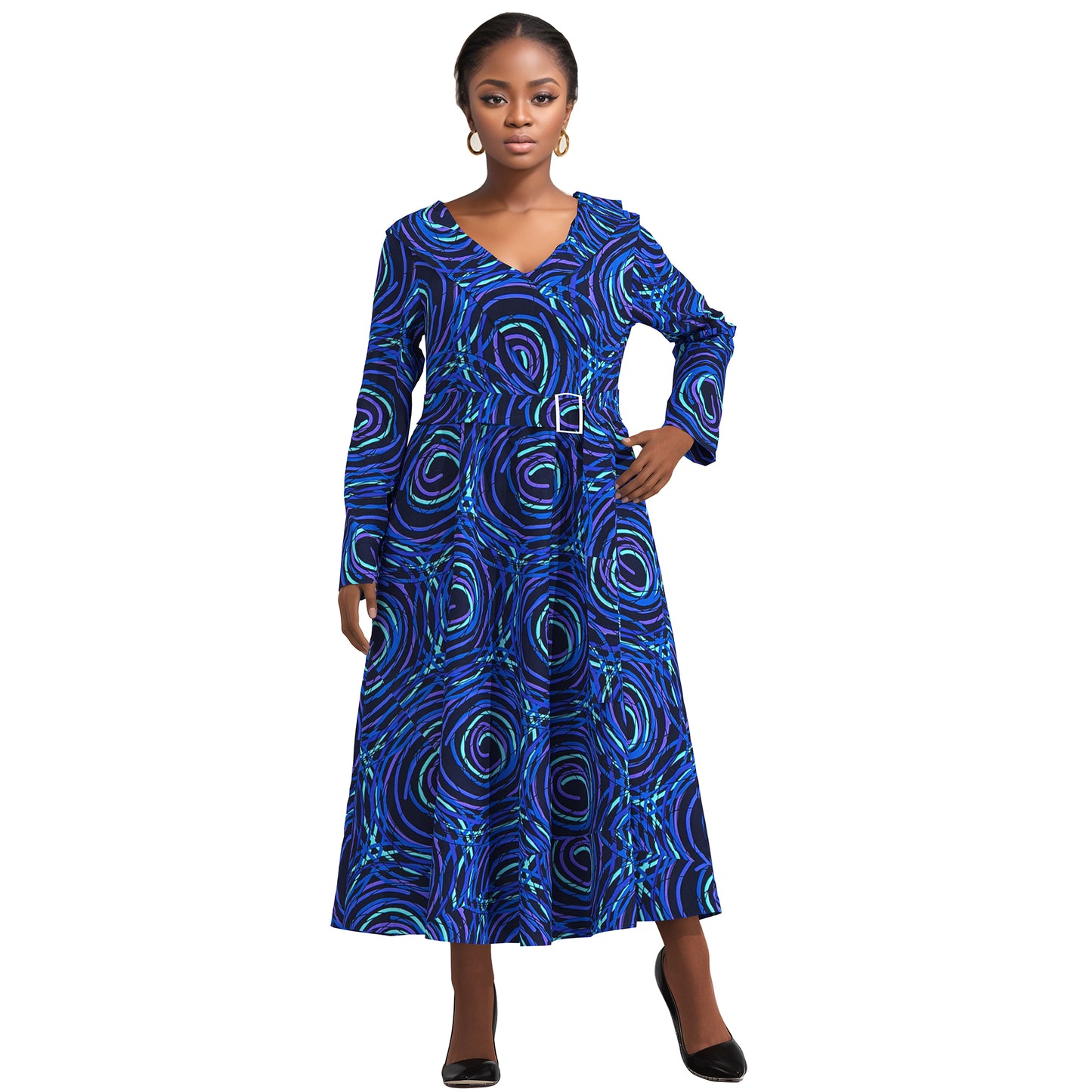 African fashion women's long sleeved sweet style lapel skirt with lace up elegant style women's and ankle long skirt wy10891