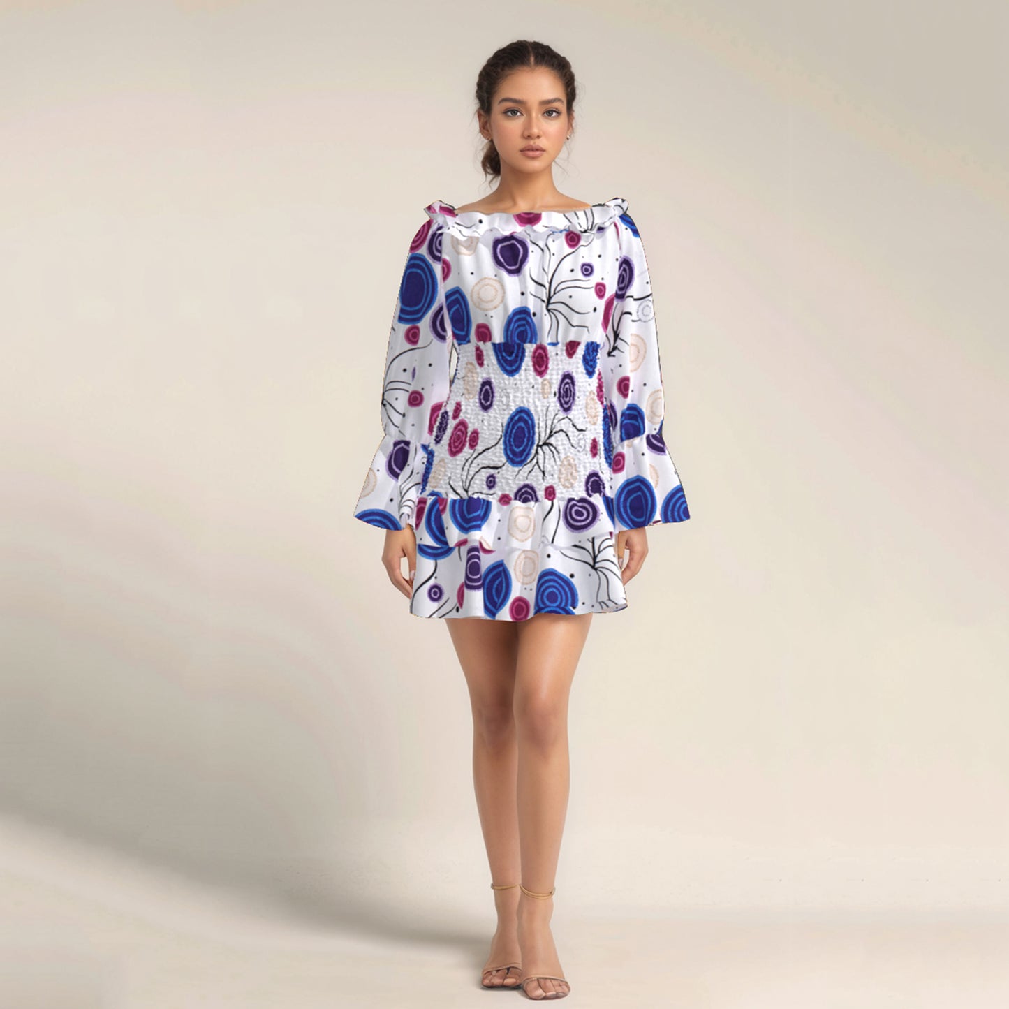 European, American and African women's clothing quality dress full sleeve short dress, elegant style,round neck women's dress WY10863