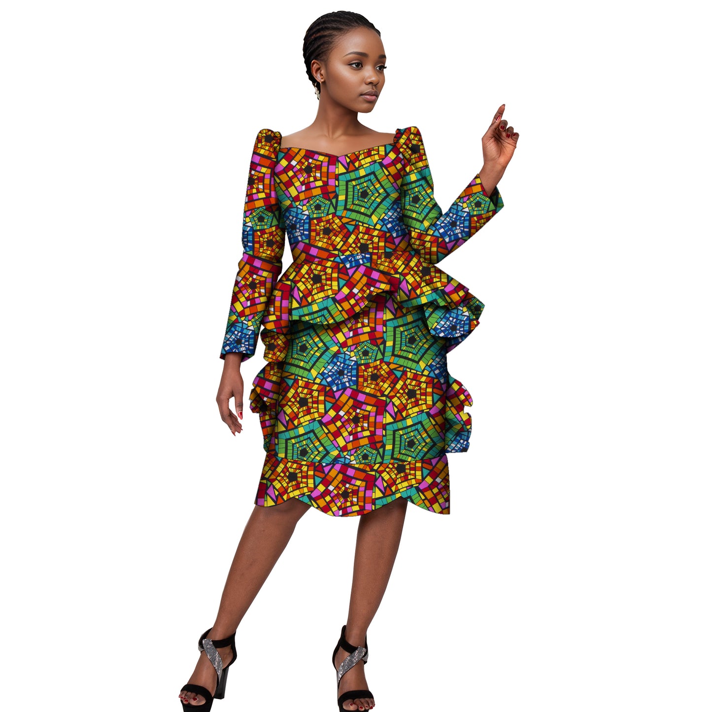 WholeSale Africa Dress for Women African Wax Print Dresses Dashiki Plus Size Africa Style Clothing for Women Office Dress wy10013