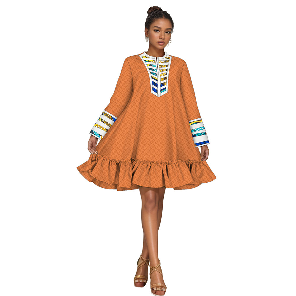 African Dresses for Women Summer Dashiki Mini Fragrant Jacquard Traditional Dress WY2153