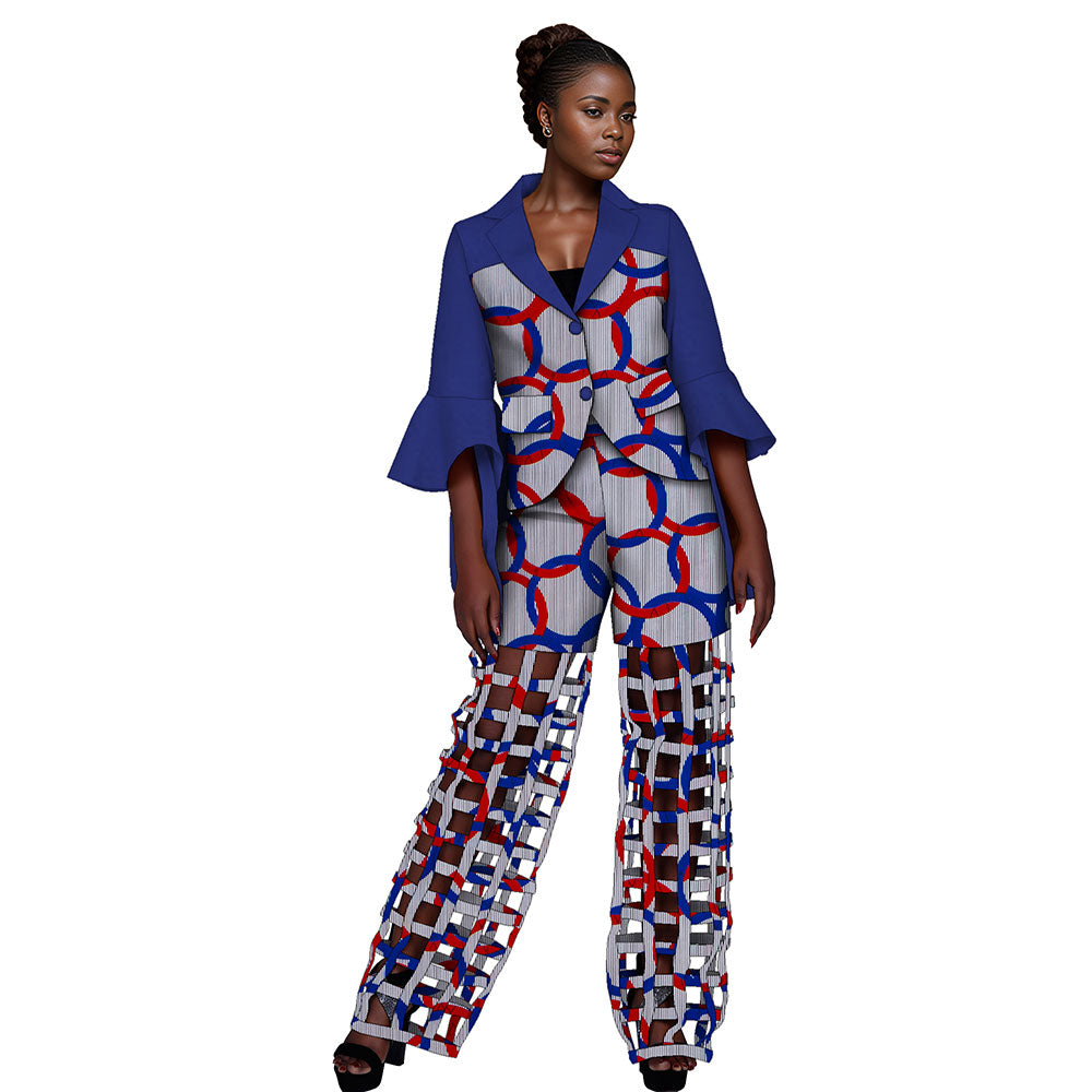 African Women Suits Print Blazer and Pants Sets African Traditional Dashiki 2 Pieces Pants Sets WY9869