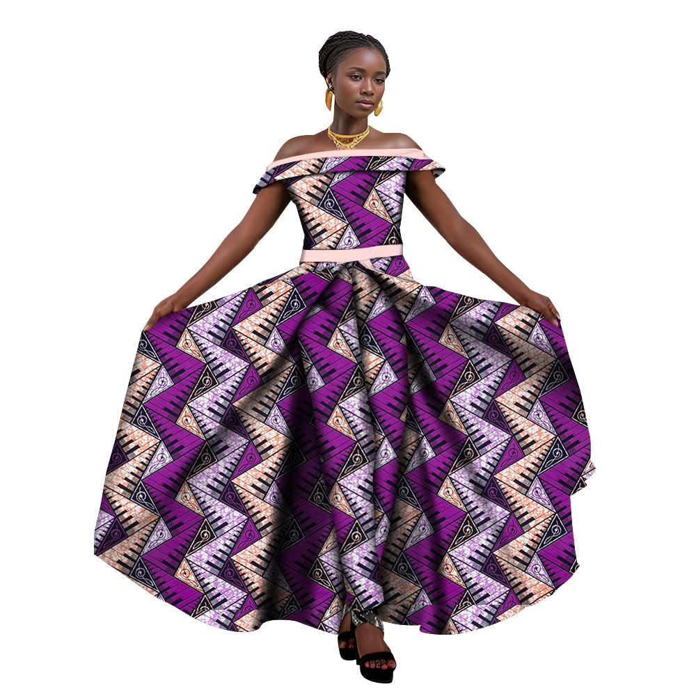 African Women Pants Set Off The Shoulder Sleeveless Top Stylish Overalls WY6184