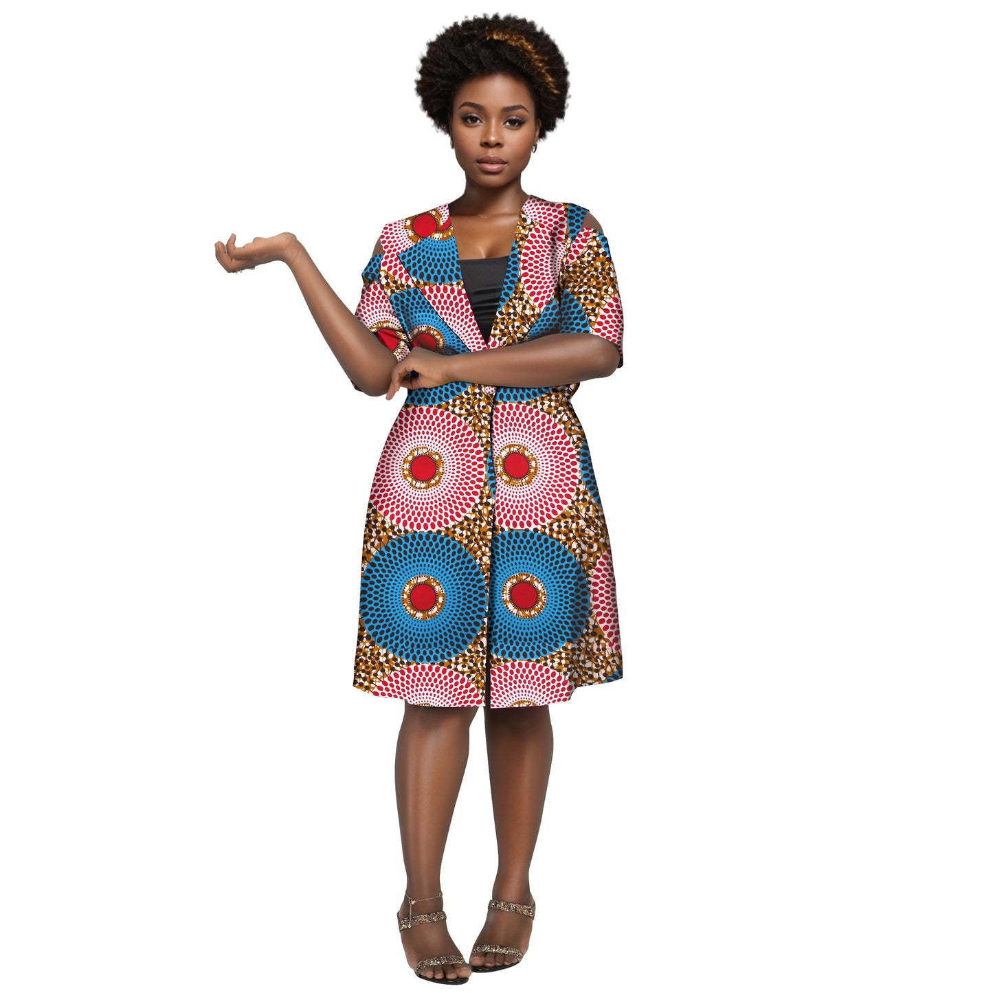 african style dress turn down collar short sleeve clothes Single button fashion dresses wy10358