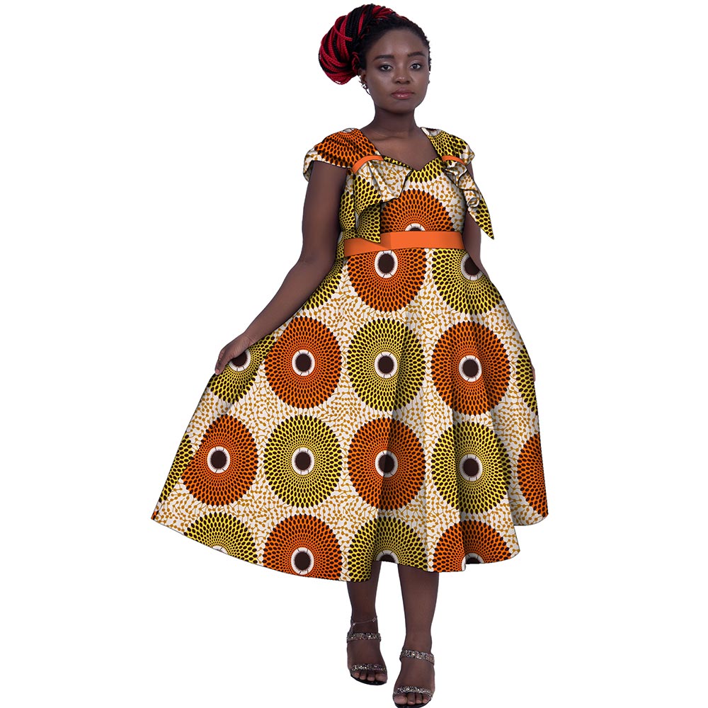 WholeSale Africa Dress for Women African Wax Print Dresses Dashiki Plus Size Africa Style Clothing for Women Office Dress wy5656