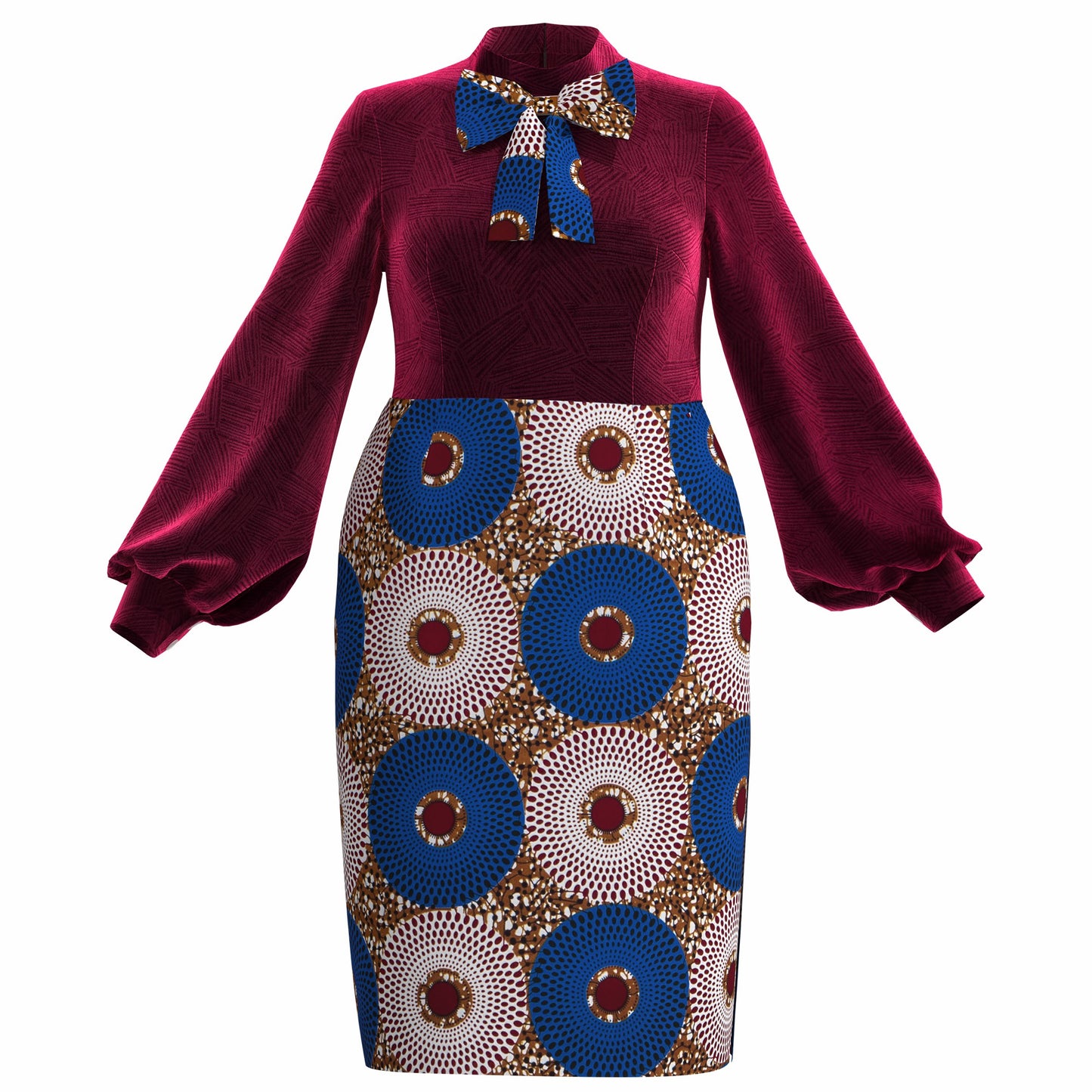 African Dresses for Women African Wax Print Dresses Dashiki Women Full Sleeve Office Pencil Dress wy10316