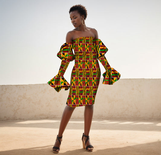 Africa Women Dresses   African Traditional Dashiki Dress  Off The Shoulder WY2156